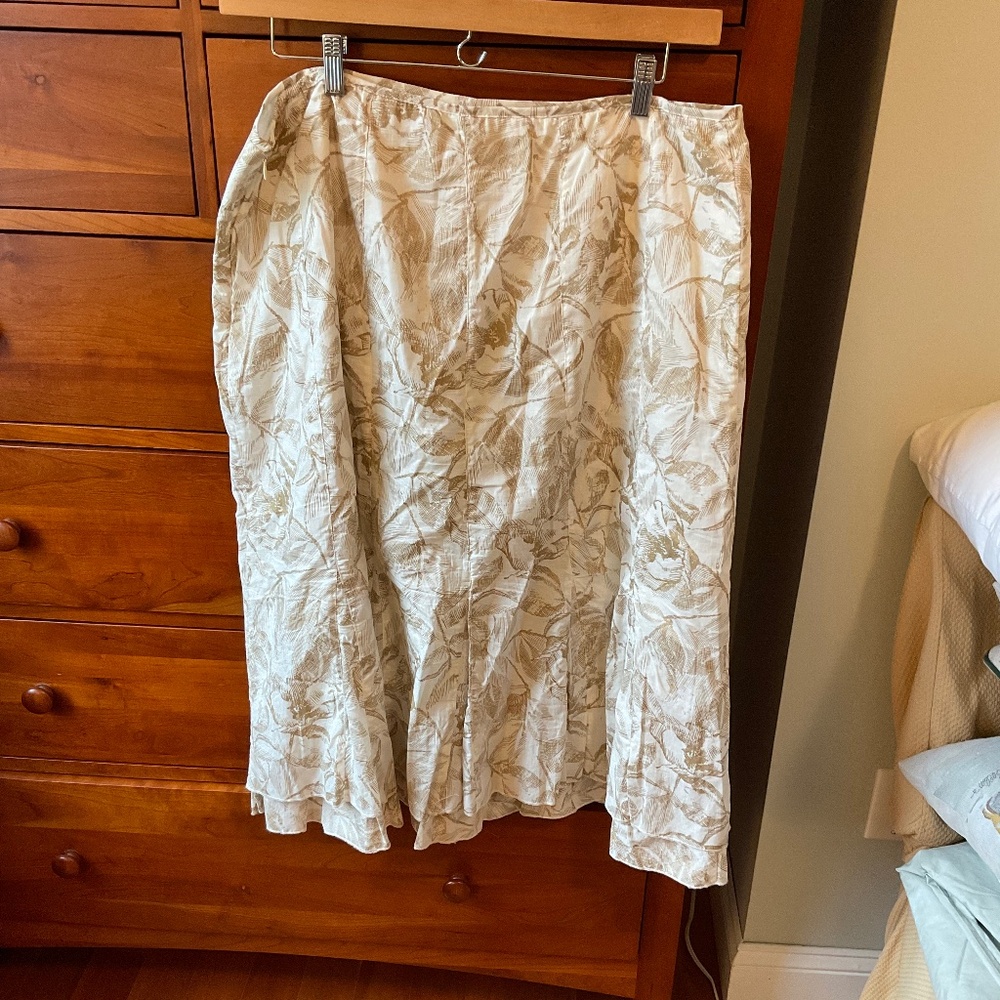 Coldwater Creek Dual Layer Godet/Inverted Pleat Skirt, size XL